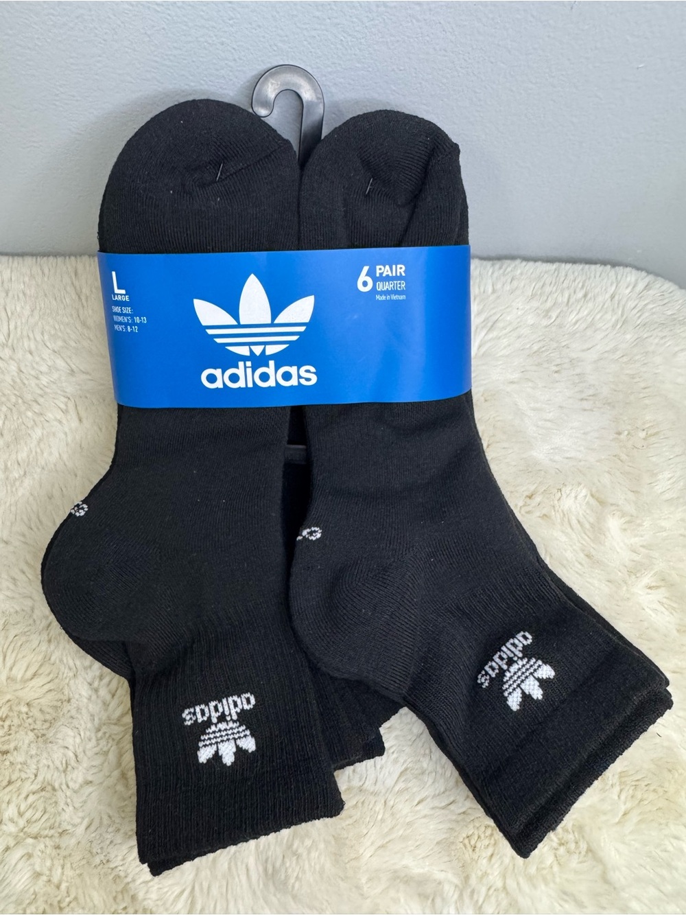 adidas Black Quarter Athletic Socks - 6 Pairs